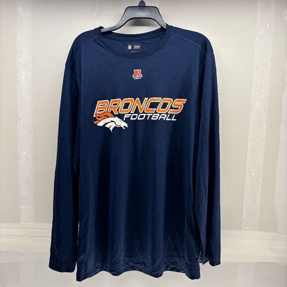 NFL Team Apparel Denver Broncos Football Shirt Adult XL Blue Long Sleeve - Picture 1 of 4